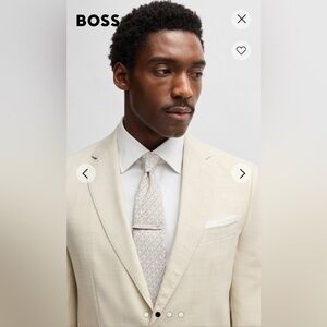 Hugo Boss Men's Cream Tie 100% silk blend Business Formal Luxury